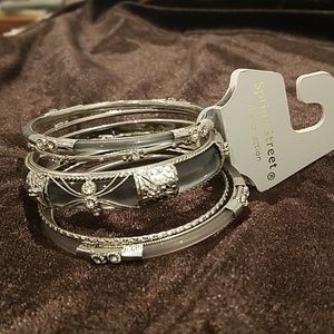5 bangle braclet set  gray and silver